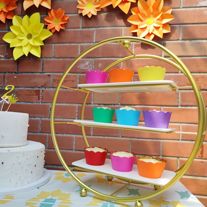 Mybbshower 36 Count- Solid Bright Colors Scalloped Cupcake Wrappers for Anniversary Birthday Party Table Decoration - Image 3
